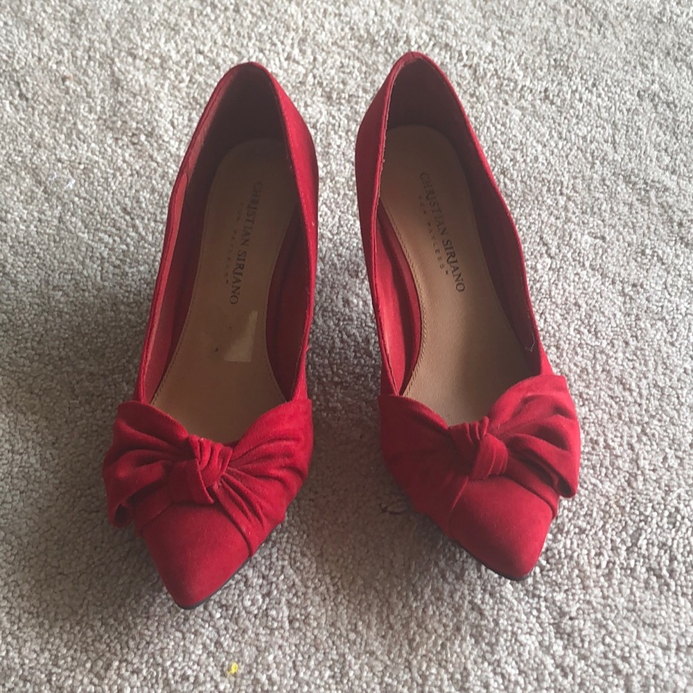 Red kitten heels